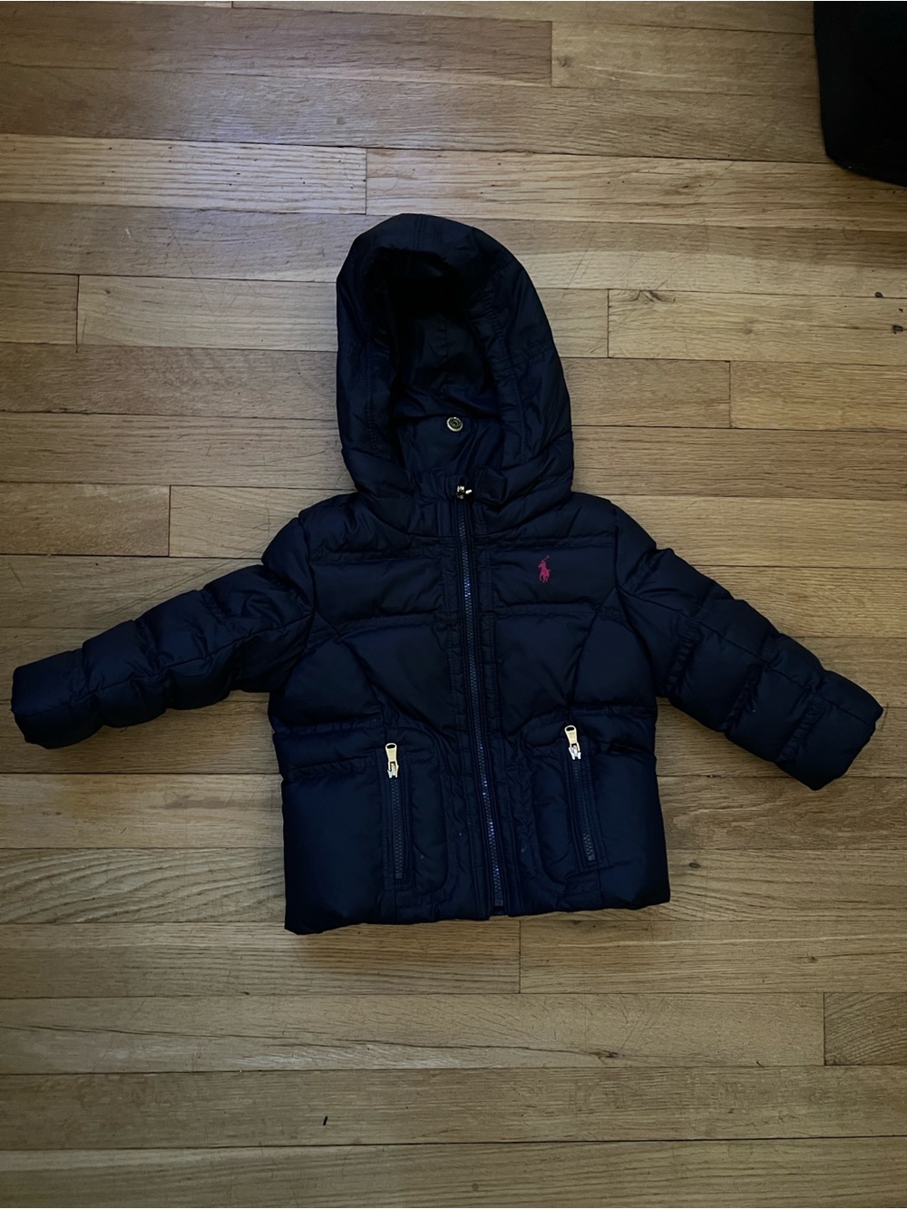 Ralph Lauren Navy Quilted Hooded Puffer - Infant